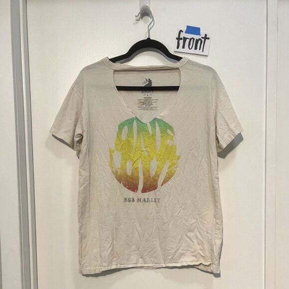 Bob Marley "One Love" Band Tee w/ Choker Cutout - Size L - Picture 1 of 4